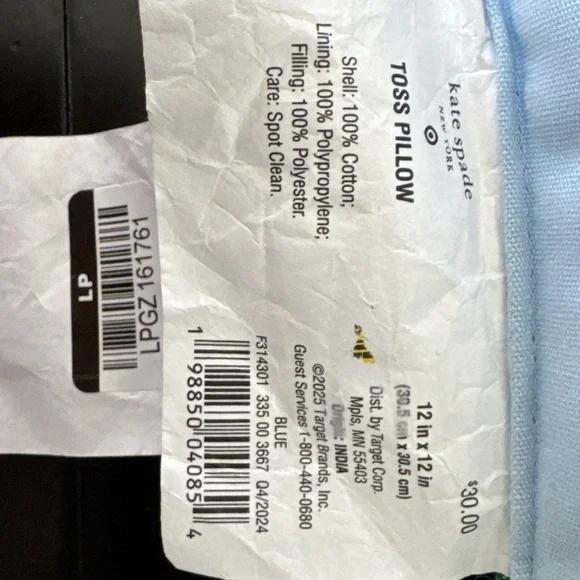 Kate Spade target beaded front toss pillow. Green and Blue Floral 12x12 - Picture 6 of 13